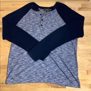 Express Navy Thermal Henley - L